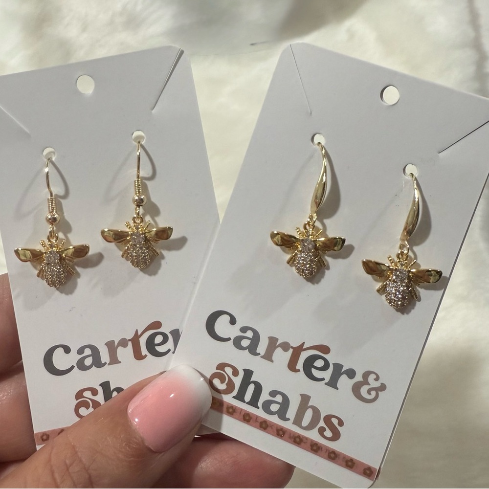 Gold Bee Earrings- one pair